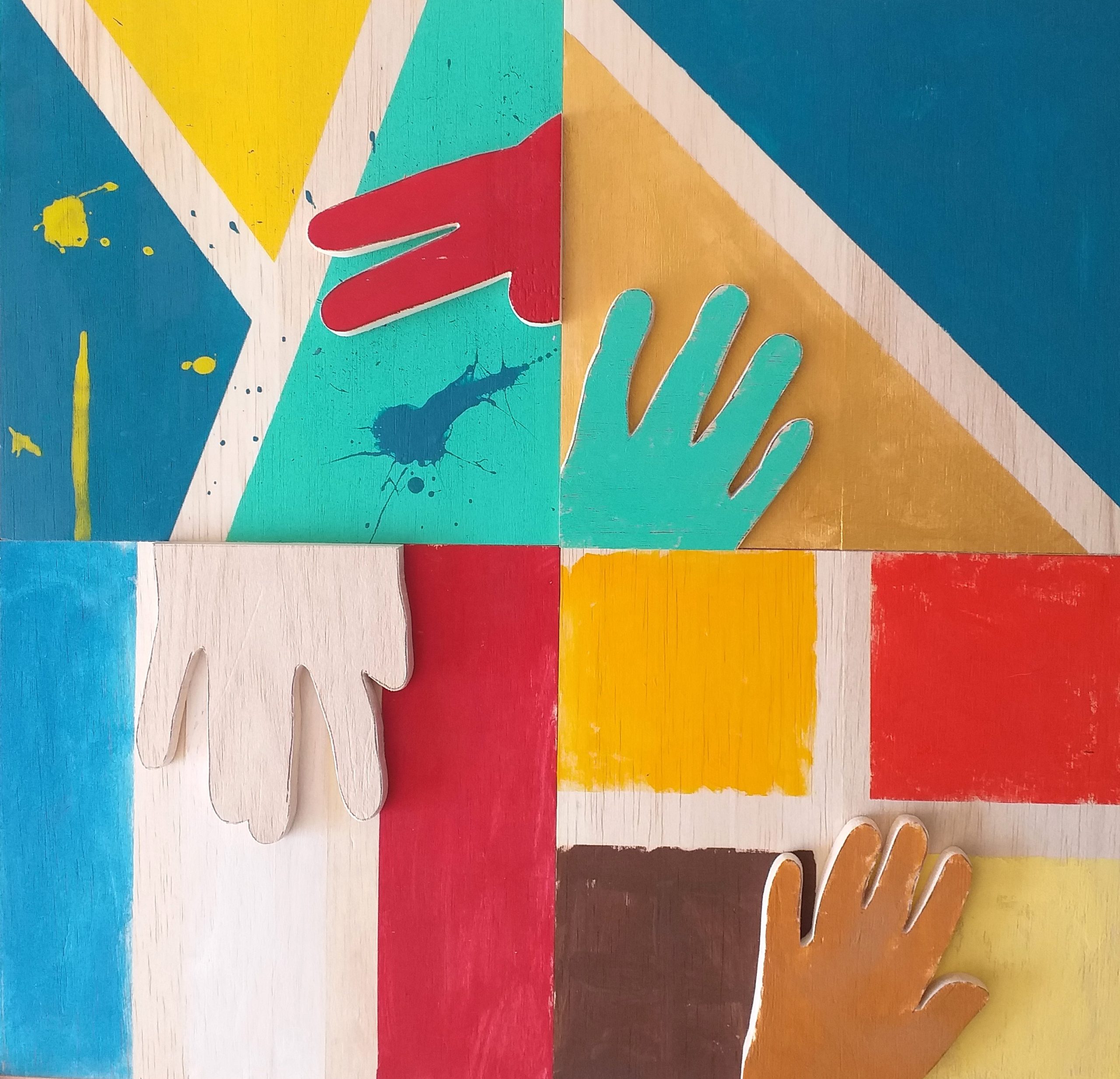 Souvenirs d'Alice Gard atelier bois en centre de loisirs pour la création d'une grande mosaïque en apprenant le travail du bois tendre
