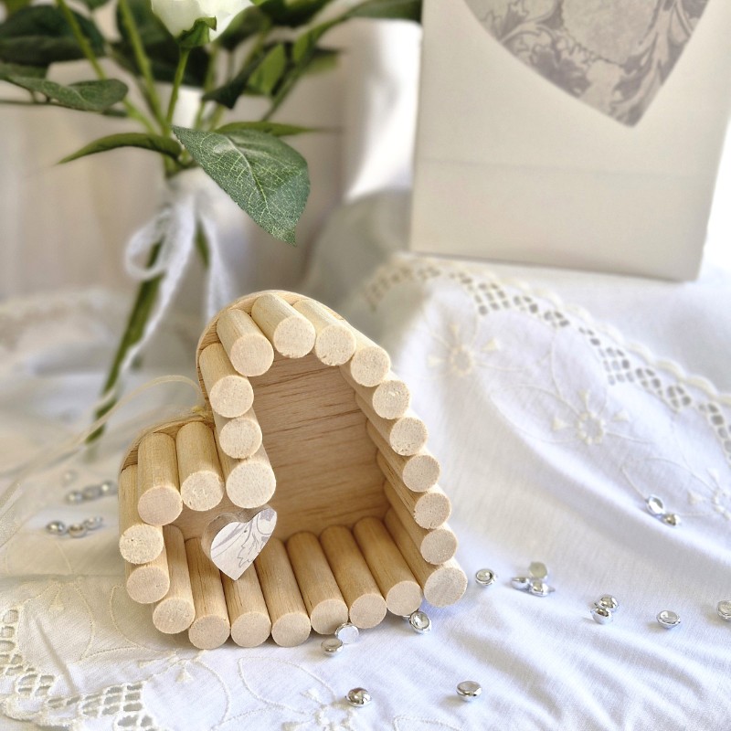 Souvenirs d'Alice Gard Au Fil Du Cœur ELEGANT fait main en bois tendre mini cœur suspendu