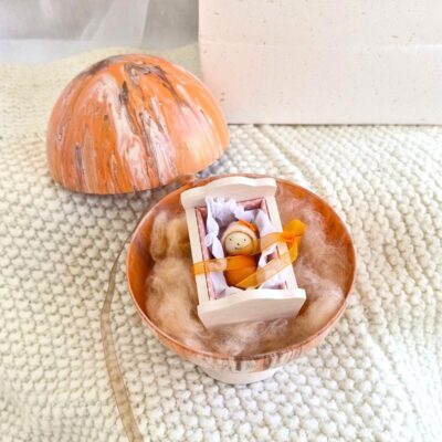 Souvenirs d'Alice Gard Nouveau Monde LILY un mini personnage en bois installé dans son petit monde un cadeau pour annoncer une arrivée prochaine